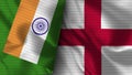 England and India Realistic Flag Ã¢â¬â Fabric Texture Illustration
